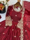 Nsr 895 Pure Fendy Silk With Embroidery Sequence Work Gown With Pant Dupatta
